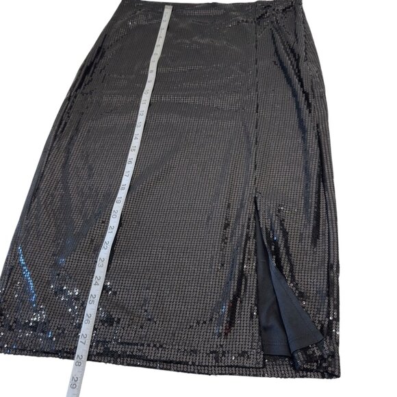 Time and Tru Womens SZ M Sequined Pencil Skirt Black Mid-Rise Knee-Length - Picture 7 of 12